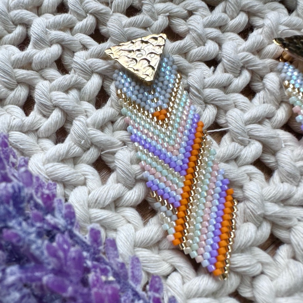 Gold and Multicolor Beaded Earrings